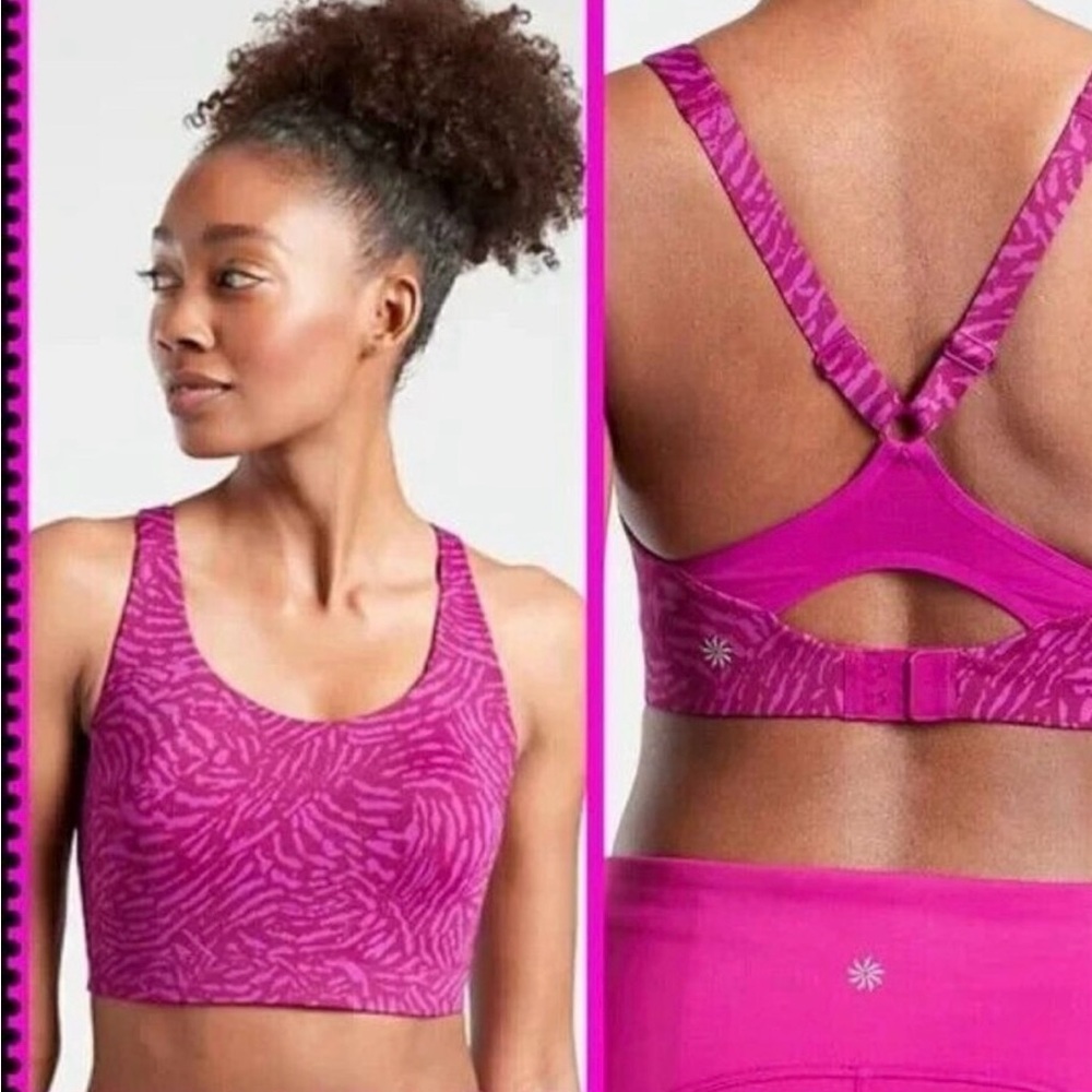 Athleta Fuchsia Patterned Sports Bra